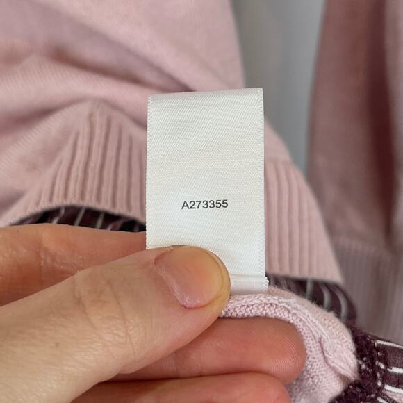 LOGO Lori Goldstein L Cotton Cashmere Sweater Tunic w Striped Trim A273355 Pink - Picture 9 of 10